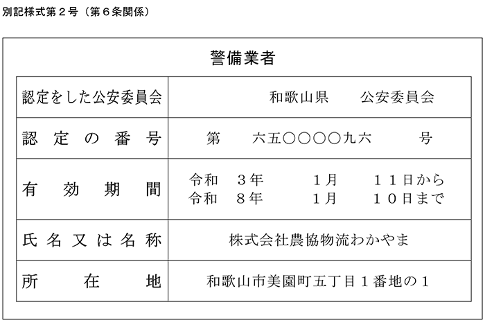 警備業における標識の掲示について